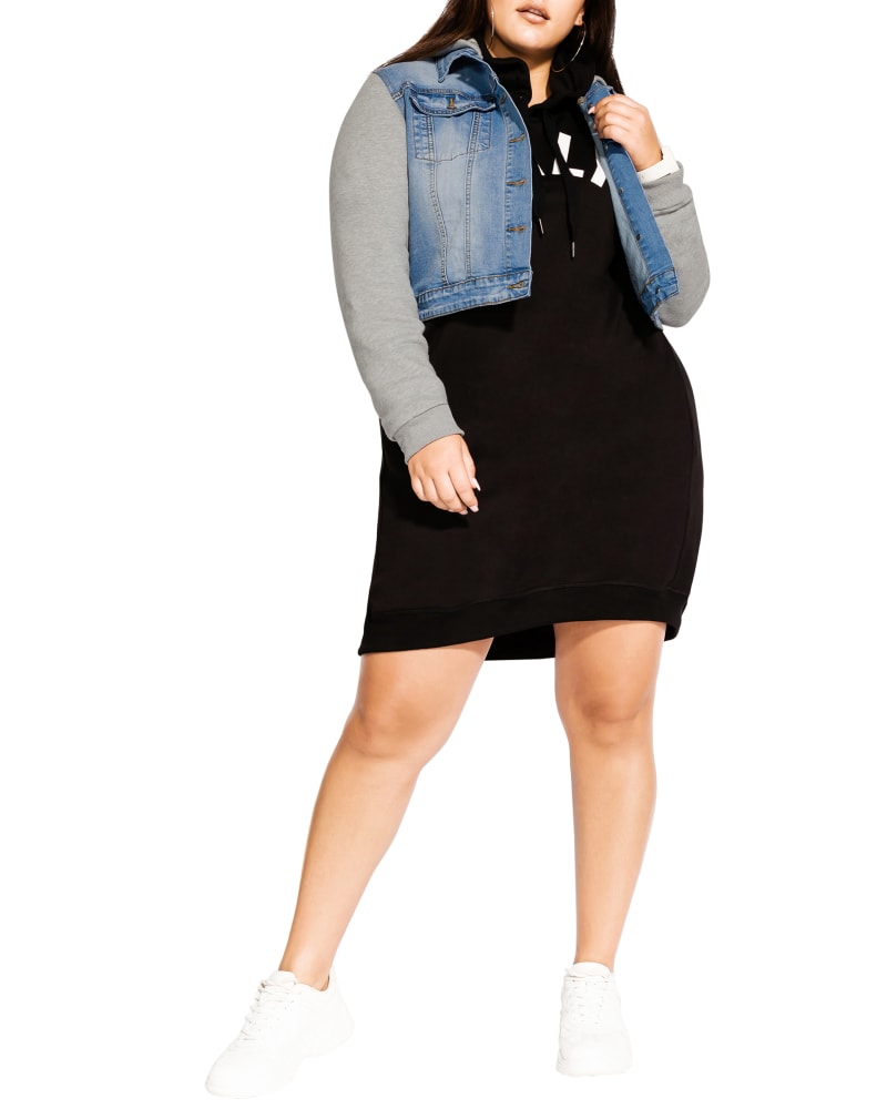 Front of a model wearing a size XXS JKT DENIM STREET in Denim by CCX. | dia_product_style_image_id:252575